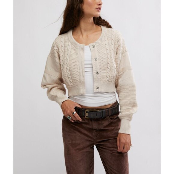 FREE PEOPLE We The Free Heritage Cardi / Crystal Sage Sweater Cardigan NEW! - Picture 1 of 6